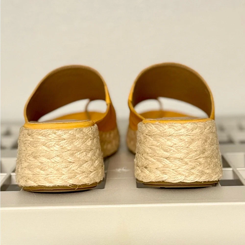 NIB Eileen Fisher Tarry Toe Loop Espadrille Wedge Slide Sandal Mango Size 9.5 - Picture 8 of 10